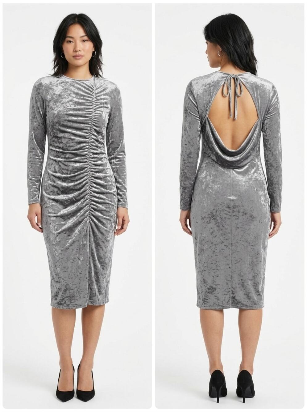 NWT Future Collective Kahlana Barfield Gray Velvet Dress Women Size L